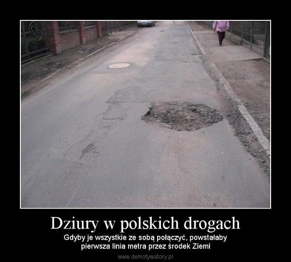 Dziury w polskich drogach – Gdyby je wszystkie ze sobą połączyć, powstałabypierwsza linia metra przez środek Ziemi 