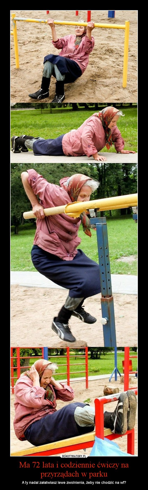 Ma 72 lata i codziennie ćwiczy na przyrządach w parku – A ty nadal załatwiasz lewe zwolnienia, żeby nie chodzić na wf? 