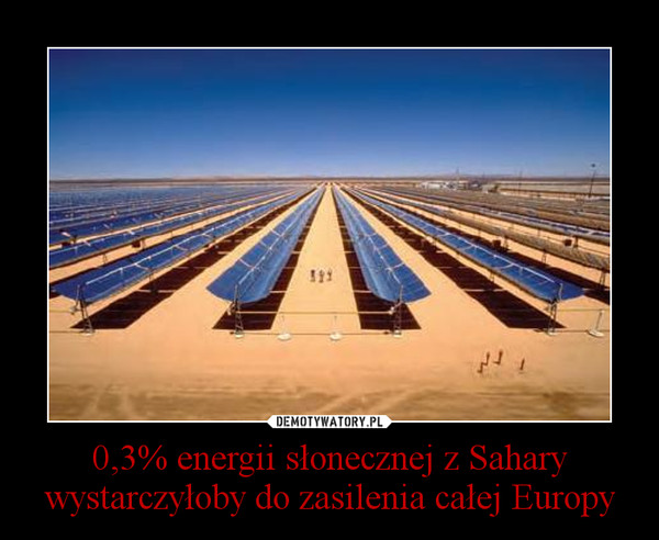 0,3% energii słonecznej z Sahary wystarczyłoby do zasilenia całej Europy –  