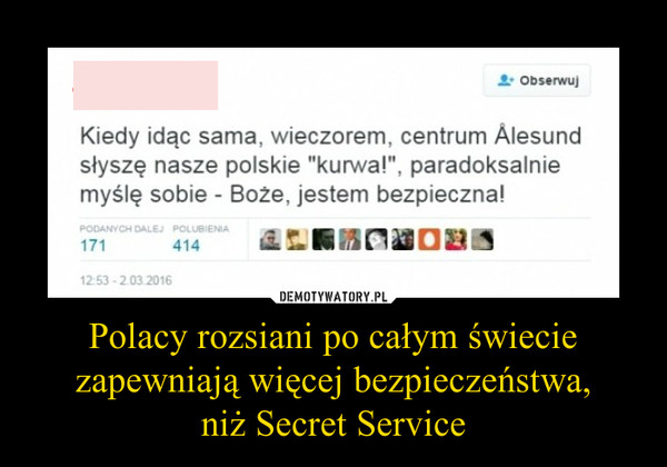 Polacy rozsiani po całym świecie zapewniają więcej bezpieczeństwa,niż Secret Service –  