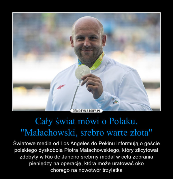 Cały świat mówi o Polaku. "Małachowski, srebro warte złota"