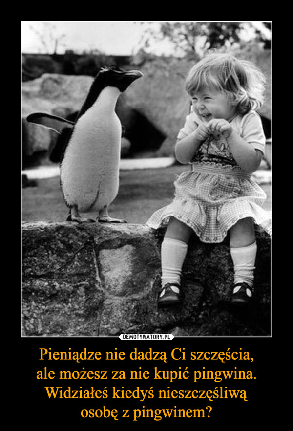 Pieniądze nie dadzą Ci szczęścia,ale możesz za nie kupić pingwina.Widziałeś kiedyś nieszczęśliwąosobę z pingwinem? –  