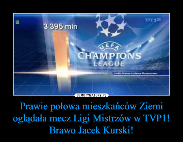 Prawie połowa mieszkańców Ziemi oglądała mecz Ligi Mistrzów w TVP1! Brawo Jacek Kurski! –  