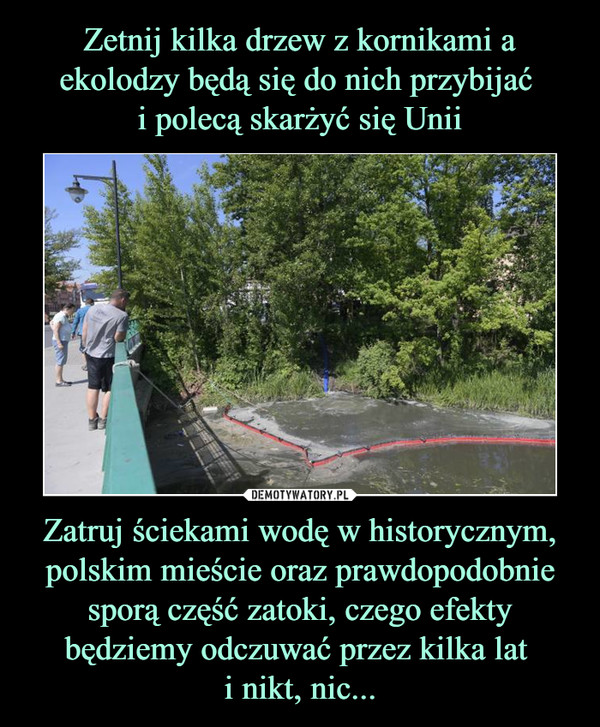 Zatruj ściekami wodę w historycznym, polskim mieście oraz prawdopodobnie sporą część zatoki, czego efekty będziemy odczuwać przez kilka lat i nikt, nic... –  