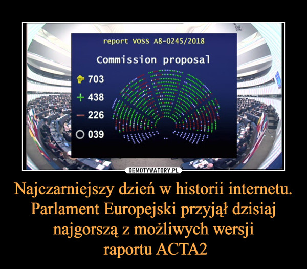 Najczarniejszy dzień w historii internetu. Parlament Europejski przyjął dzisiaj najgorszą z możliwych wersji raportu ACTA2 –  