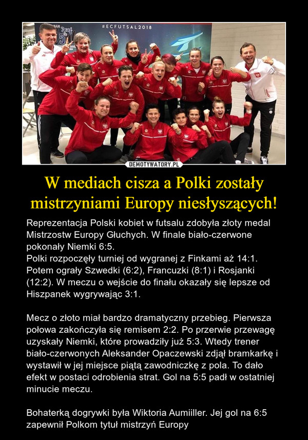 W mediach cisza a Polki zostały mistrzyniami Europy niesłyszących!