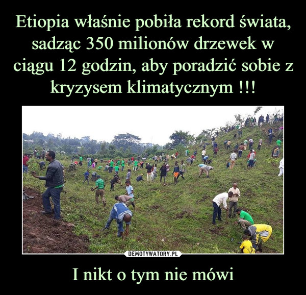 Etiopia właśnie pobiła rekord świata, sadząc 350 milionów drzewek w ciągu 12 godzin, aby poradzić sobie z kryzysem klimatycznym !!! I nikt o tym nie mówi