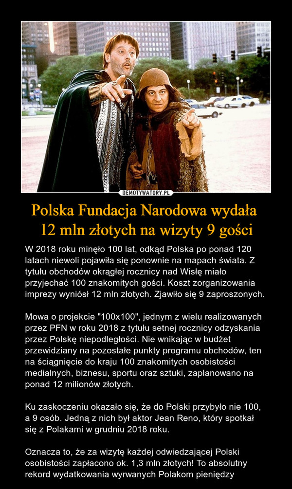 Polska Fundacja Narodowa wydała 
12 mln złotych na wizyty 9 gości