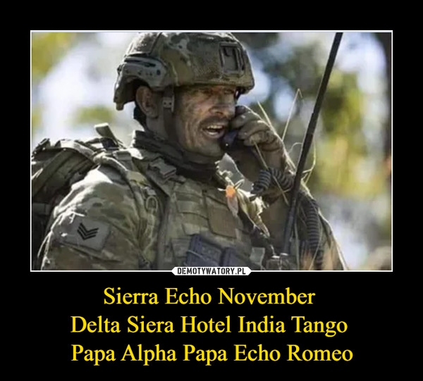 Sierra Echo November Delta Siera Hotel India Tango Papa Alpha Papa Echo Romeo –  