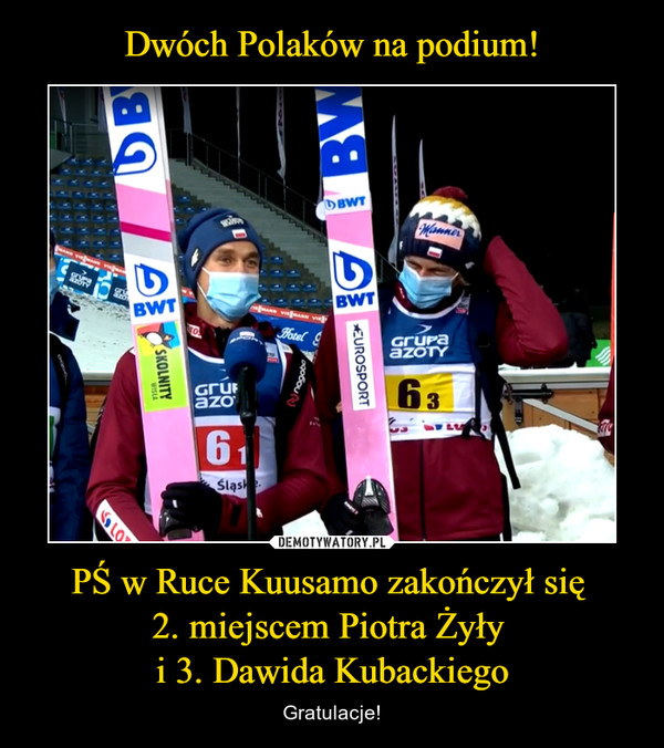 PŚ w Ruce Kuusamo zakończył się 2. miejscem Piotra Żyły i 3. Dawida Kubackiego – Gratulacje! 
