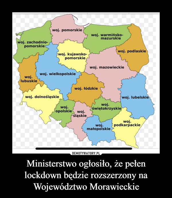 Ministerstwo ogłosiło, że pełen lockdown będzie rozszerzony na Województwo Morawieckie