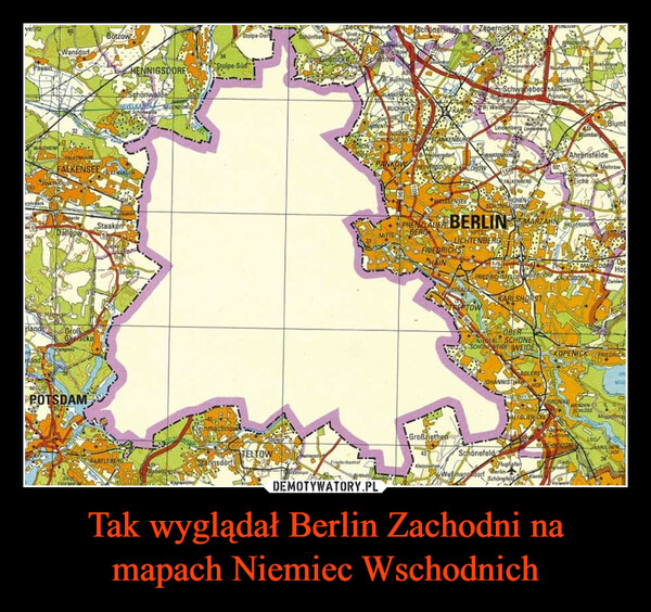 Tak wyglądał Berlin Zachodni na mapach Niemiec Wschodnich
