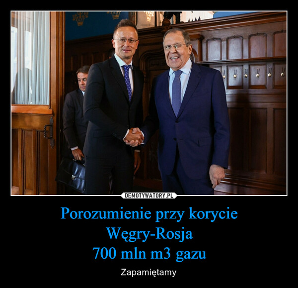Porozumienie przy korycieWęgry-Rosja700 mln m3 gazu – Zapamiętamy 