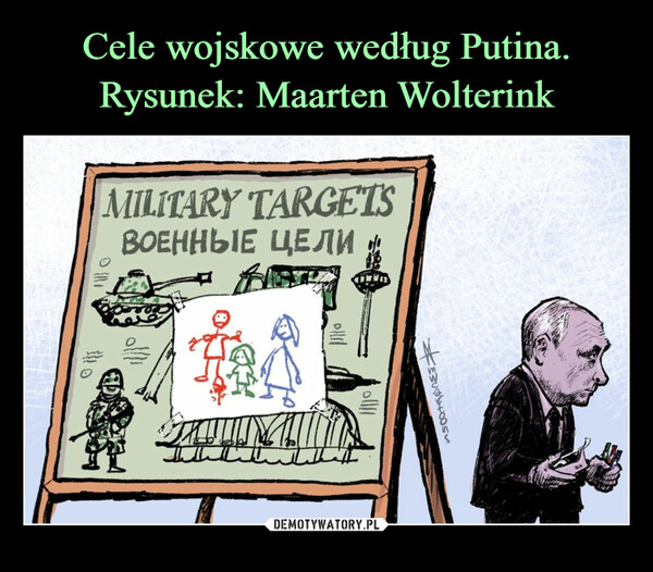 Cele wojskowe według Putina. Rysunek: Maarten Wolterink