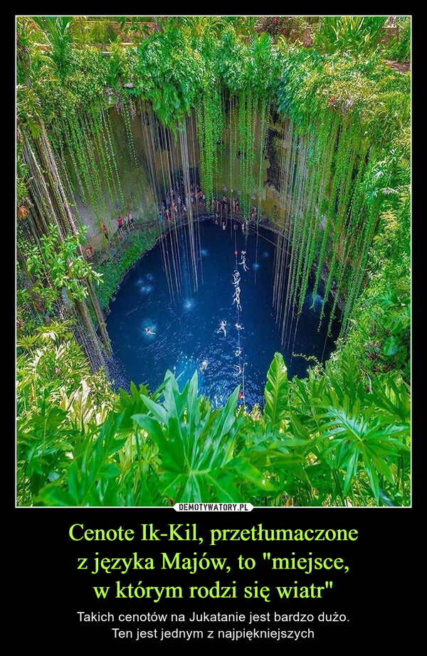 Cenote Ik-Kil, przetłumaczone
z języka Majów, to "miejsce,
w którym rodzi się wiatr"
