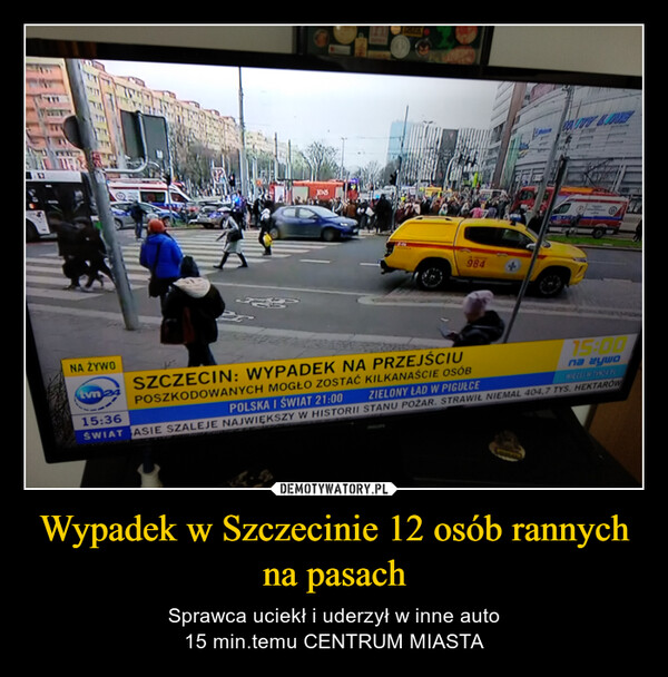 Wypadek w Szczecinie 12 osób rannych na pasach
